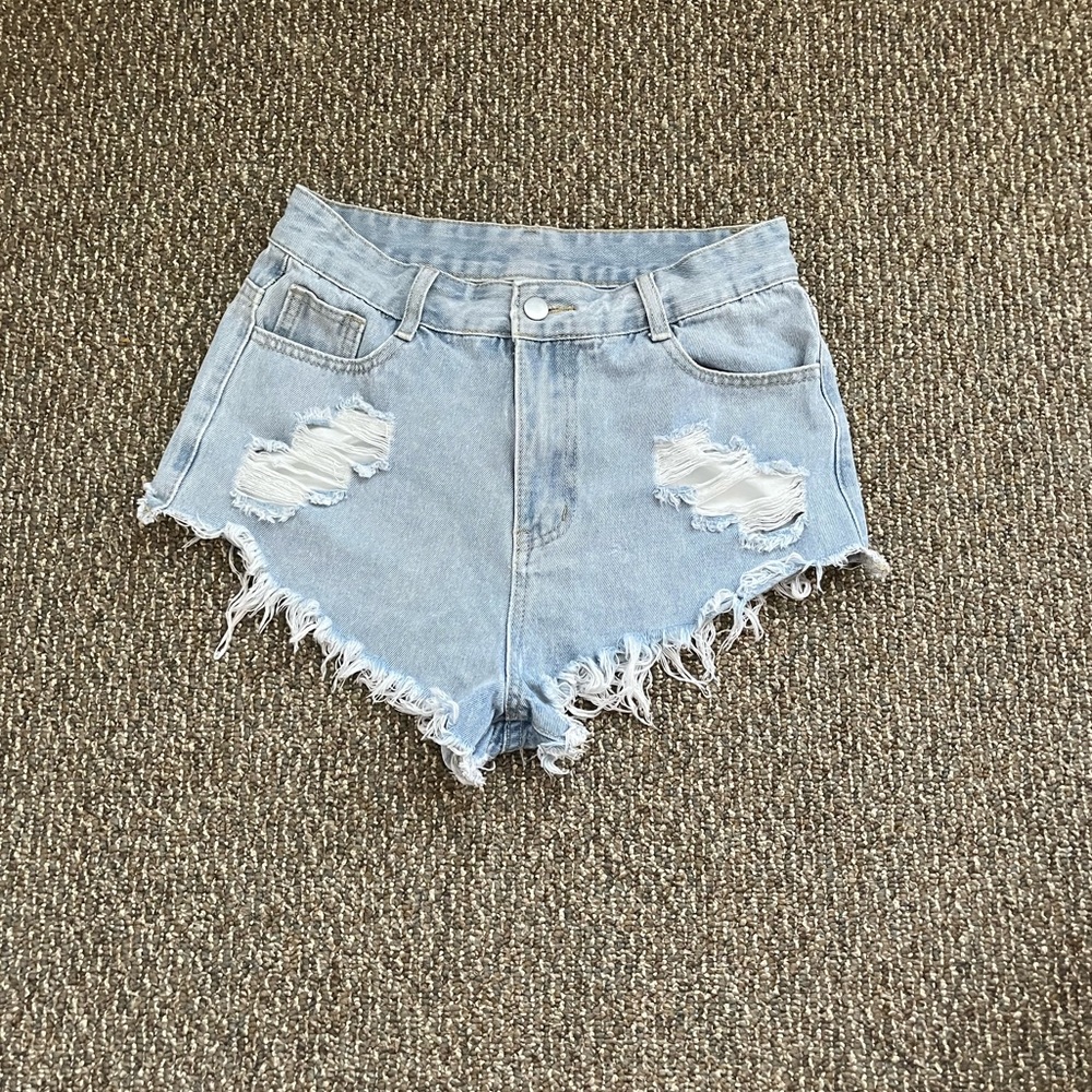 Distressed Denim Jean Shorts